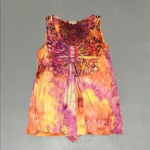ONE WORLD All Over Design Premium Tank Top Summer Style Shirt (Women’s Large)